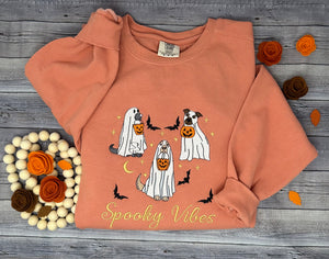 Spooky dogs embroidery sweatshirt, glow in the dark