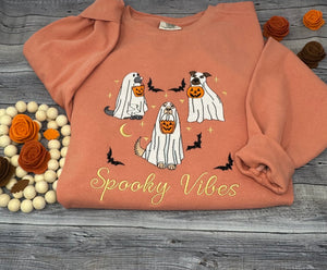 Spooky dogs embroidery sweatshirt, glow in the dark